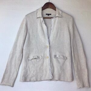 EILEEN FISHER Linen Sweater Cardigan Blazer Jacket Cotton Lightweight Small